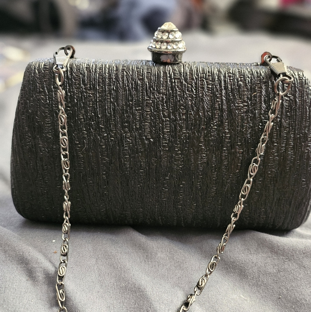 Elegant Black Textured Clutch